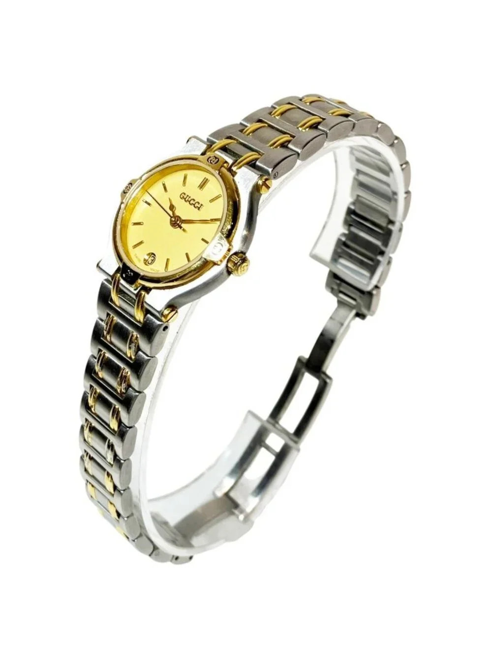 Gucci Watch SS Quartz Gold Dial